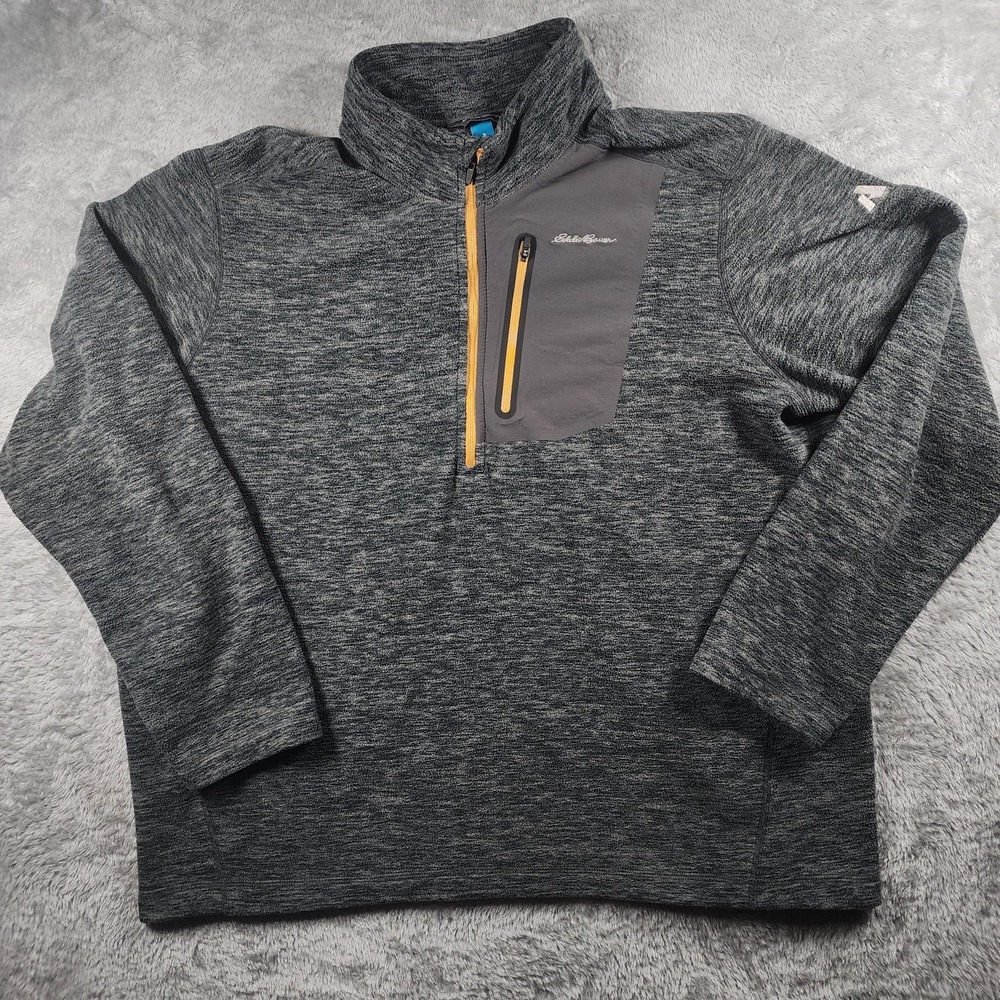 Eddie Bauer First Ascent Jacket Mens 2XL Gray Fleece 1/4 Zip Hiking‎ Outdoor